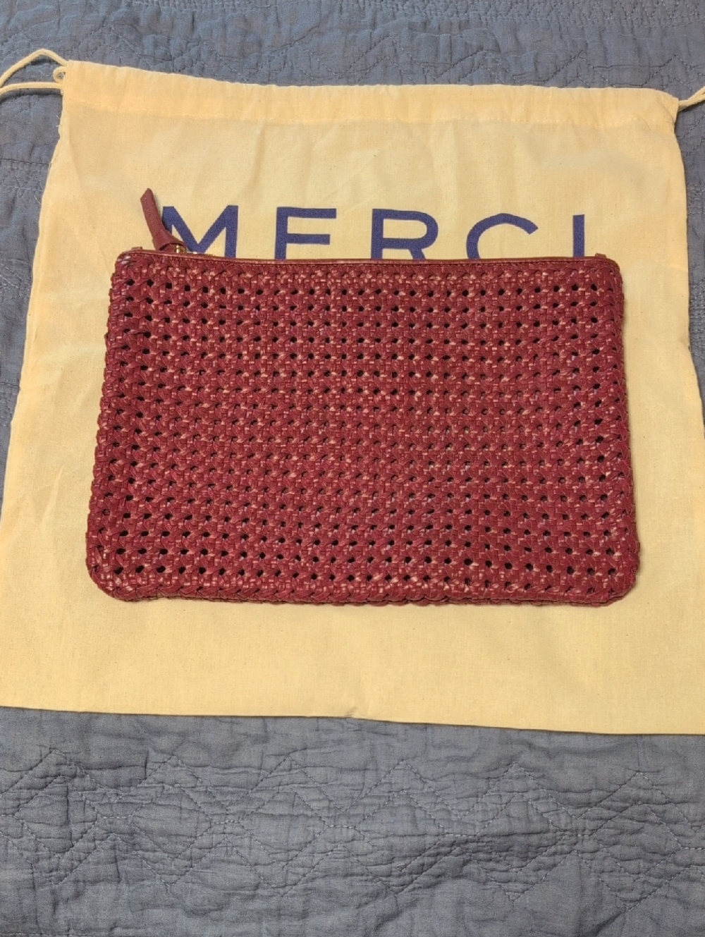 Clare V. Flat Clutch In Plummy Rattan - Picture 2 of 6
